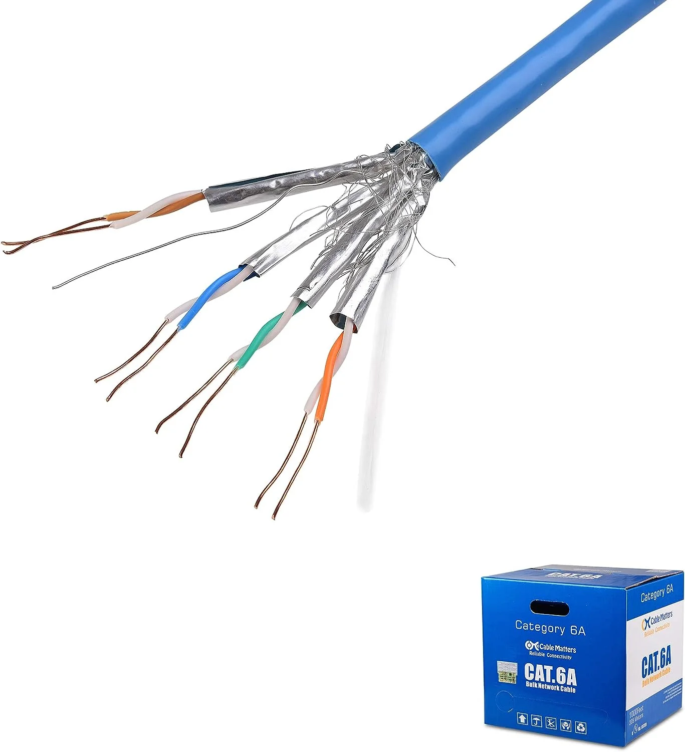 Cable Matters 10Gbps UL認定インウォール(cm)裸銅シールドCat 6Aケーブル