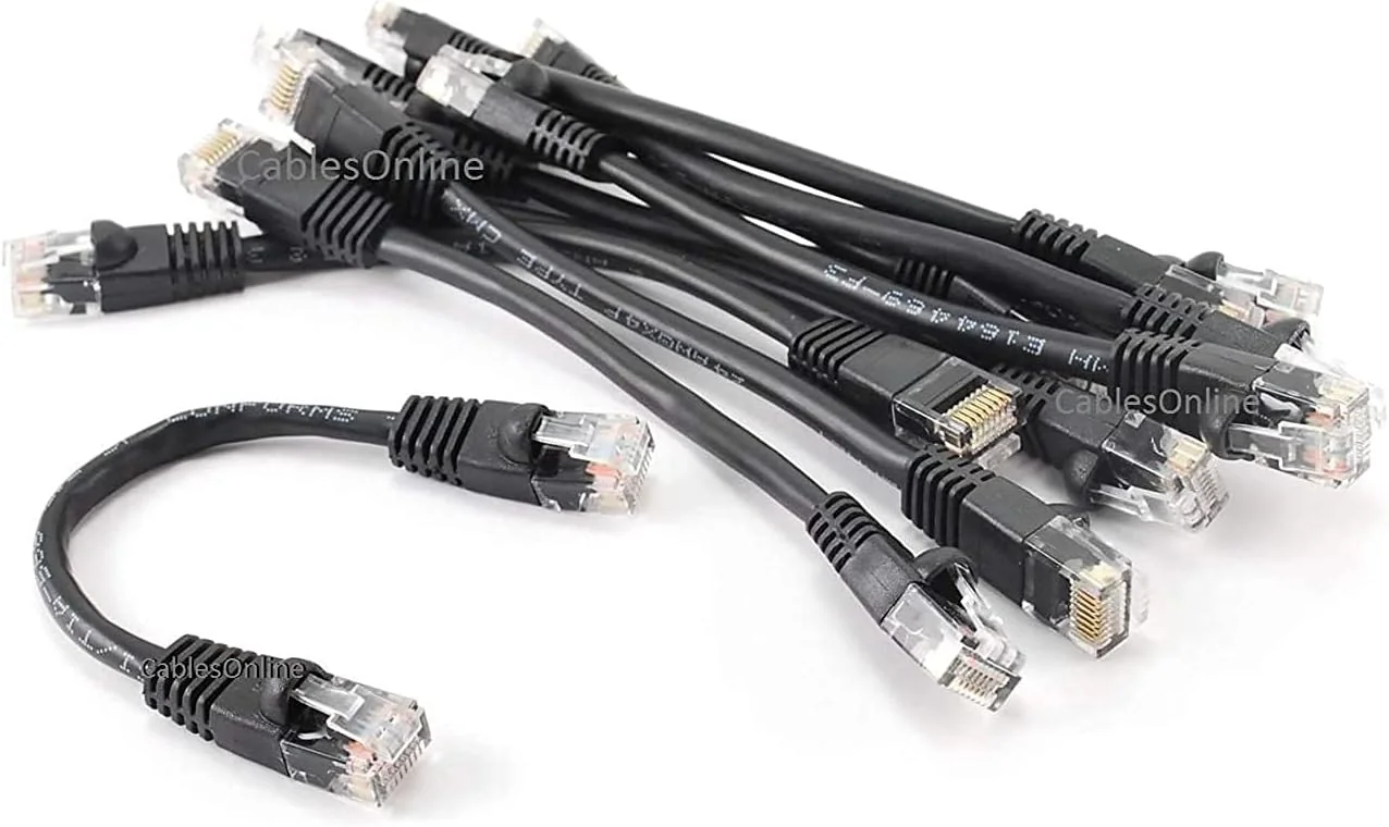 CablesOnline 10本セット 6インチ CAT5e UTP イーサネットRJ45フル8線 ブラックパッチケーブル