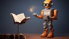 熱意を持って初心者に技術略語を説明する、親しみやすいロボットのイラスト。